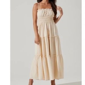 ASTR The Label Cream smocked maxi dress